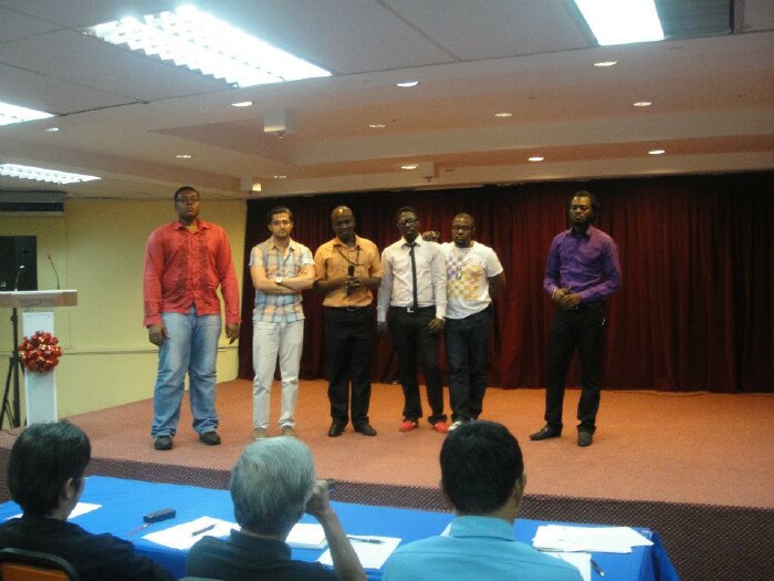 The competitors before the judges The competitors before the judges